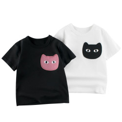 18M-7Y Toddler Girls Cartoon Cat Short Sleeve T-Shirts  Girls Clothes  