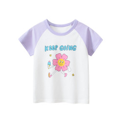 18M-7Y Toddler Girls Cartoon Flower Crew Neck T-Shirts  Girls Clothes  