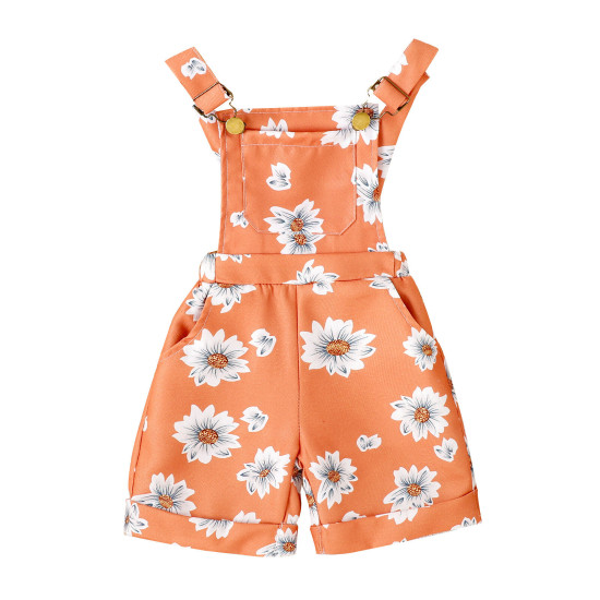 18Months-6Years Toddler Girls Floral Leopard Sun Print Overalls With Pockets  Girls Clothes  