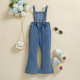 3-8Y Kids Girls Suspender Denim Flared Pants  Kids Boutique Clothing  