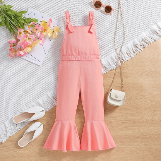 2-7Y Toddler Girls Solid Suspender Flared Pants  Girls Fashion Clothes  