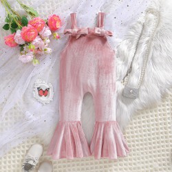 2-7Y Toddler Girls Velvet Suspender Flared Pants  Girls Fashion Clothes  