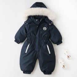 18M-5Y Fur Collar Hooded Plus Fleece Toddler Ski Jumpsuit  Toddler Boutique Clothing  