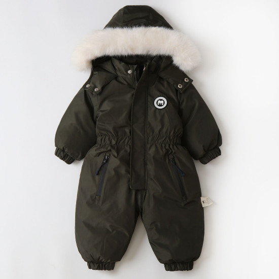 18M-5Y Fur Collar Hooded Plus Fleece Toddler Ski Jumpsuit  Toddler Boutique Clothing  