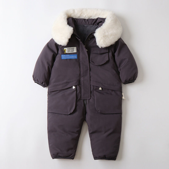 12M-4Y Winter Toddelr Fur Collar Ski Jumpsuit  Toddler Boutique Clothing  