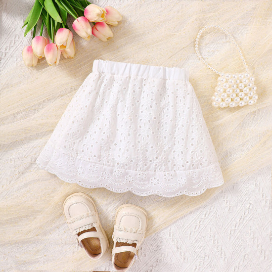 18M-6Y Toddler Girl Solid Color Hollow Ruffle Hem Half-Body Dress  Girls Clothes  