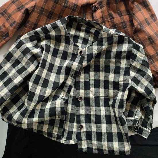 9M-5Y Plaid Long Sleeve Button Shirt Coat  Kids Boutique Clothing  