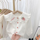 18M-6Y Toddler Girls Embroidered Doll Collar Lace White Shirt  Girls Clothes  