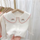 18M-6Y Toddler Girls Embroidered Doll Collar Lace White Shirt  Girls Clothes  