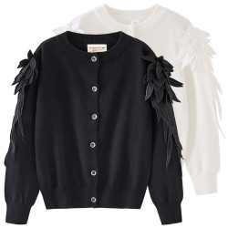 18M-9Y Kids Sets Knitted Cardigan With Feather Sleeves  Clothing Kidswear  