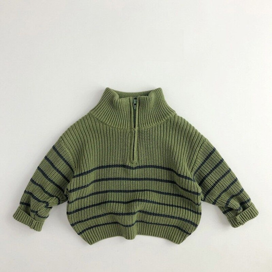 12M-6Y Unisex Retro Half-Zip Pullover Knitted Sweater  Toddler Boutique Clothing  