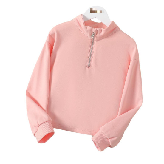 5-12Y Kids Girls Half Zipper Half Turtleneck Candy Color Sweatshirt  Clothing Kidswear  