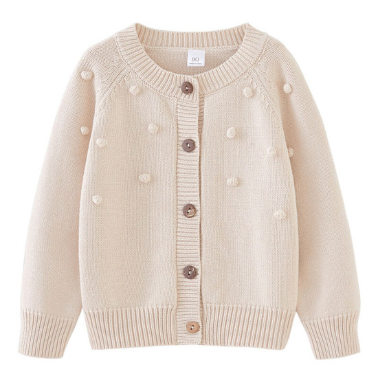 18M-7Y Toddler Girls Handmade Ball Knitted Cardigan Sweater  Girls Clothes  