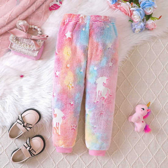 18M-6Y Toddler Girls Colorful Unicorn Plush Casual Trousers  Girls Clothes  