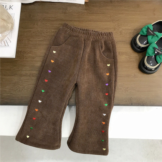 18M-7Y Toddler Girls Colorful Love Embroidered Bell Bottoms  Girls Clothes  