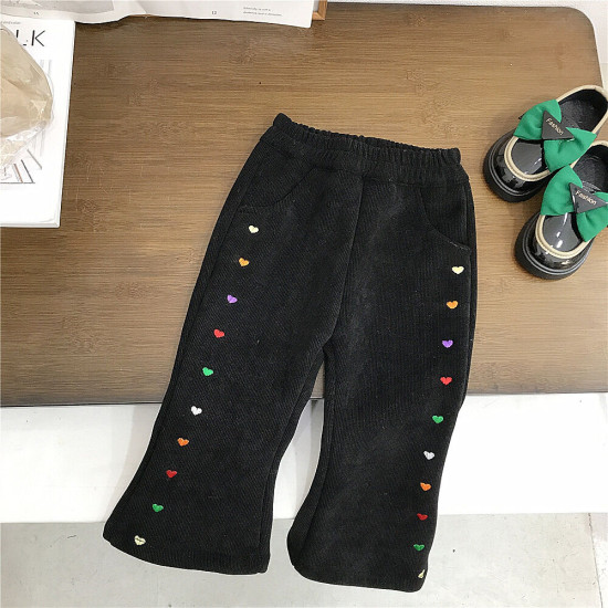 18M-7Y Toddler Girls Colorful Love Embroidered Bell Bottoms  Girls Clothes  