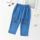 18M-9Y Kids Girls Retro Cat Imitation Denim Pants  Clothing Kidswear  