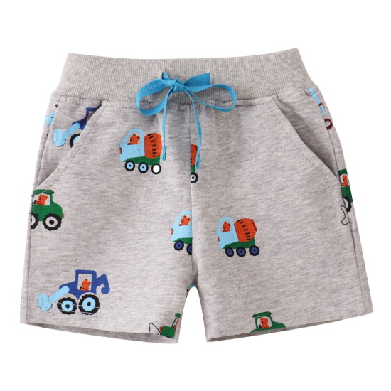 18M-7Y Toddler Girl & Boy Cartoon Digger Print Lace-Up Shorts  Toddler Clothing  