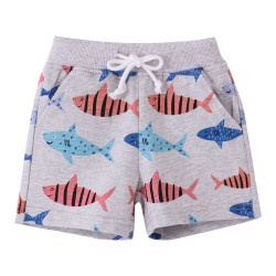 18M-7Y Toddler Girl & Boy Cartoon Shark Print Lace-Up Shorts  Toddler Clothing  