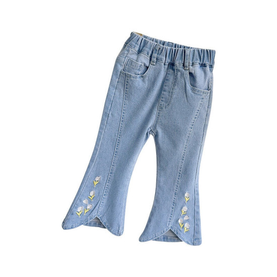 18M-7Y Toddler Girls Floral Pants Denim Nine-Quarter Pants  Girls Fashion Clothes  