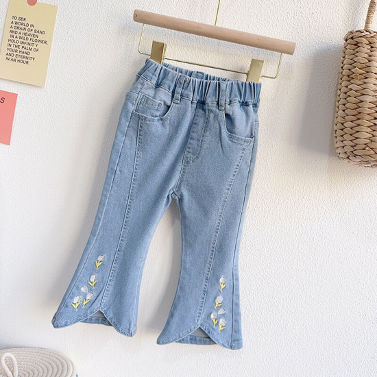 18M-7Y Toddler Girls Floral Pants Denim Nine-Quarter Pants  Girls Fashion Clothes  