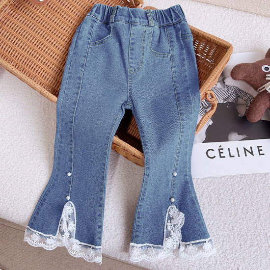 18M-7Y Toddler Girls Mesh Lace Casual Jeans  Girls Fashion Clothes  