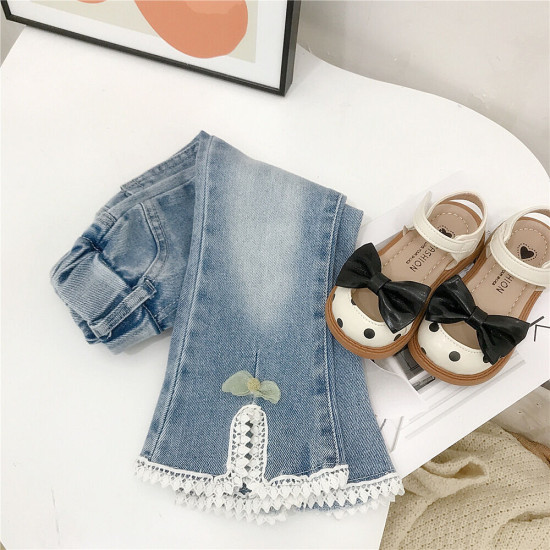 9M-6Y Light Blue Denim Lace Jeans  Kids Boutique Clothing  