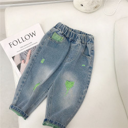 18M-7Y Toddler Girl & Boy Color-Blocked Ripped Denim Drawstring Pants  Children'S Clothing  