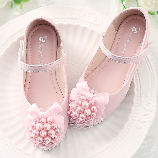 Kids Girls Pearl Bow Leather Princess Shoes  Accessories Vendors  