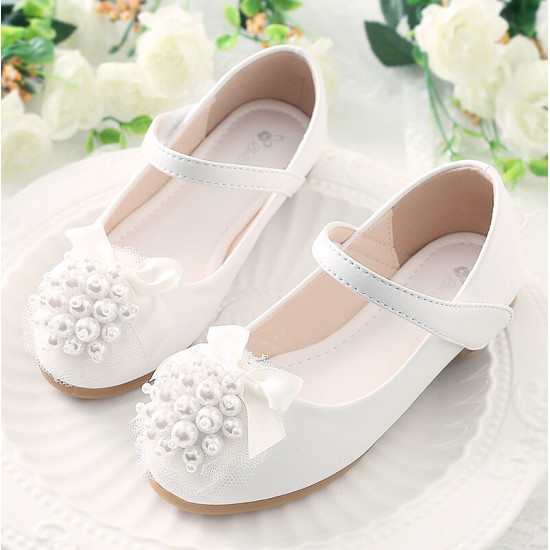 Kids Girls Pearl Bow Leather Princess Shoes  Accessories Vendors  