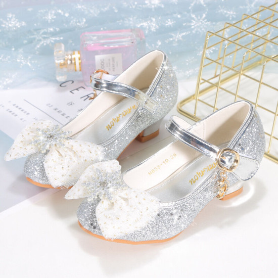 Kids Girls Snowflake Bow Leather Crystal Princess Shoes  Accessories Vendors  