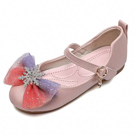 Leather Mesh Bowknot Snowflake Shoe Kid  Accessories  