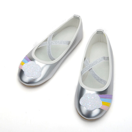 Clouds Rainbow Silver Round Toe Princess Shoes For Girls Trendy  Shoes  