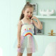 2-5Y Letter Rainbow Print Suspender Shorts Mesh Skirt Dress Swimsuit  Kids Boutique Clothing  