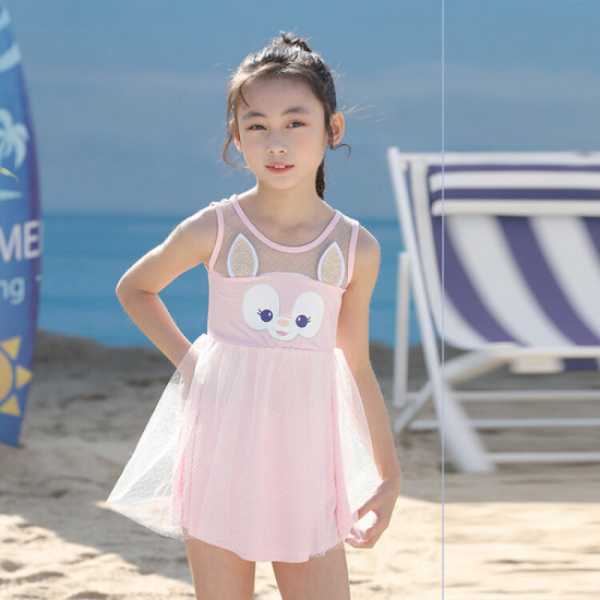 4-7Y Fox Animal Print Sleeveless Transparent Colorblock Mesh Dress Swimwear Swimsuit  Kids Boutique Clothing  