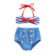 18M-6Y Toddler Girls Bow Striped Strappy Swimsuit Sets  Girls Clothes  