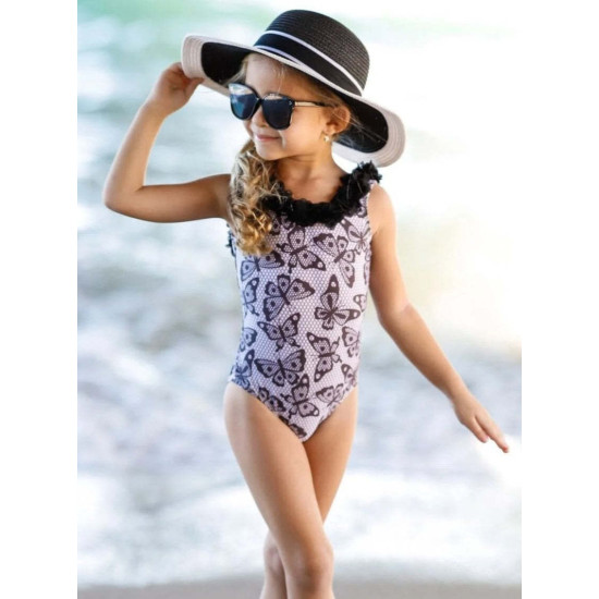 9M-5Y Toddler Girls Butterfly Lace Bikini One-Piece Swimsuit  Girls Clothing Suppliers  