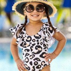 9M-5Y Toddler Girls Leopard Ruffle One-Piece Swimsuit  Girls Clothes  