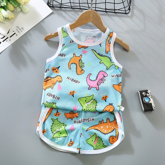 1-7 Years  Toddler Set Pierced Breathable Tank Top Shorts Elastic Soft Quick Dry  