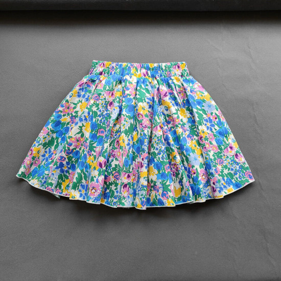 3-15Y Kid Girls Flower Print Elastic Waist Pleated Skirt  Kids Boutique Clothing  