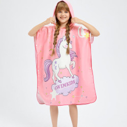 Toddler Kids Beachwear Children'S Bathrobe Quick-Drying Convenient Cute Unicorn Printed Hooded Wearable Bath Towel  