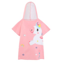 18M-5Y Toddler Girls Unicorn Pink Hooded Beach Towel Cape  