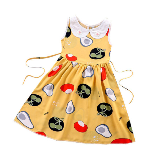 3-7Y Toddler Girl Polka Dot Print Sleeveless Doll Neck Princess Dress Cute Toddler Girl Clothes   