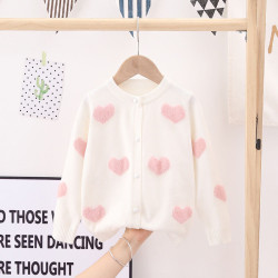 2-7Y Toddler Girls Love Jacquard Sweater Cardigan  Girls Clothes  