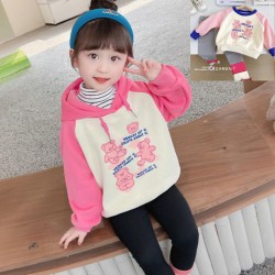 18M-6Y Colorblock Bear Print Hoodie With Hat  Kids Boutique Clothing  