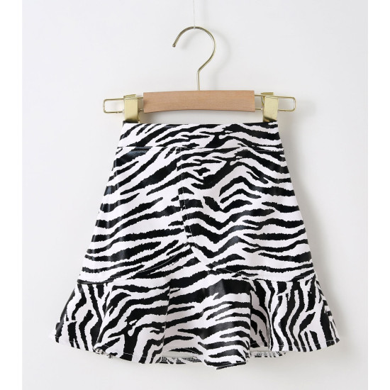 18M-6Y Toddler Girls Irregular Zebra Pattern PU Skirt  Girls Clothes  