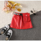 2-7Y Toddler Girls PU Leather Casual Leather Skirts  Girls Fashion Clothes  