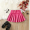 18M-6Y Toddler Girls Solid Color PU Leather Pleated Skirts  Girls Clothes  