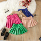 18M-6Y Toddler Girls Solid Color PU Leather Pleated Skirts  Girls Clothes  