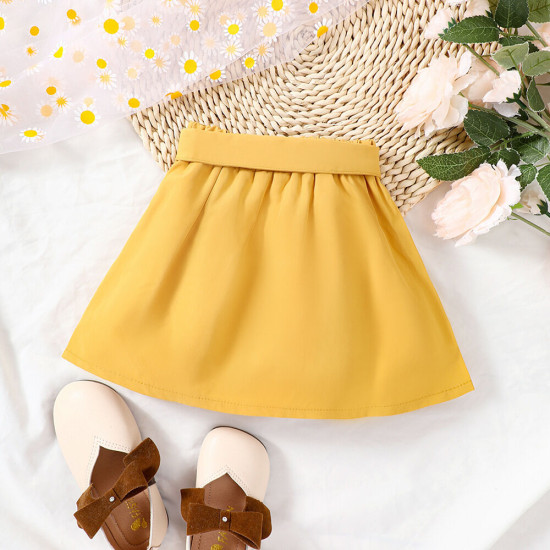 18M-6Y Toddler Girl Casual Solid Color Half-Body Skirt With Pockets  Little Girl Clothing  